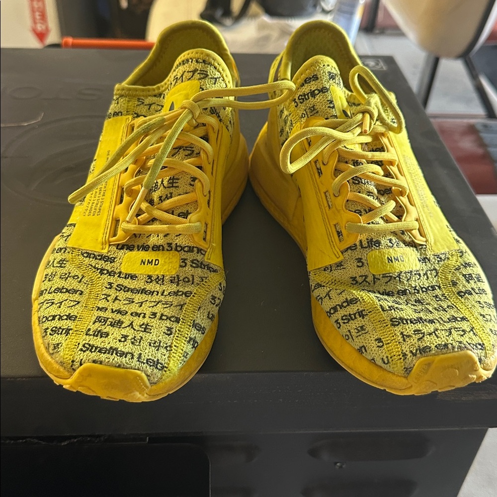 Yellow NMD Sneakers with Text Design